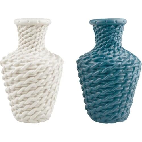 Vase Nordic Style Vase Imitation Ceramic Woven Plant Flower Pot Decoration Home Vase Home Decoration Accessories