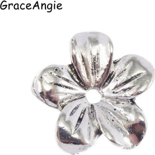 Wholesale 80PCS Silver Color Flower Beads Caps Jewelry Findings Bracelet Spacers Necklace Accessories 13*13MM 02957 GraceAngie
