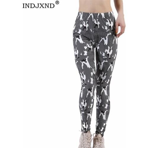 INDJXND Graffiti Printed Leggings Women Fitness Plus Size Pants Gym Push Up Fashion Running High Waist Elasticity 2021 Clothing