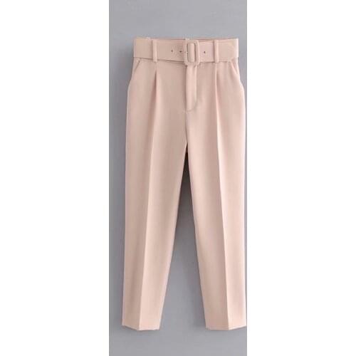 Dave&Di england style office lady candy solid color high waist suits pants women pantalones mujer pantalon femme trousers women