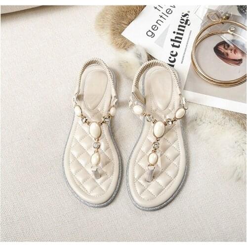 Bohemia Women Sandals Retro Casual Female Beach Sandals Herringbone Flat Sandals Fashion 2021 Summer Rome Sandalias Mujer 34-43