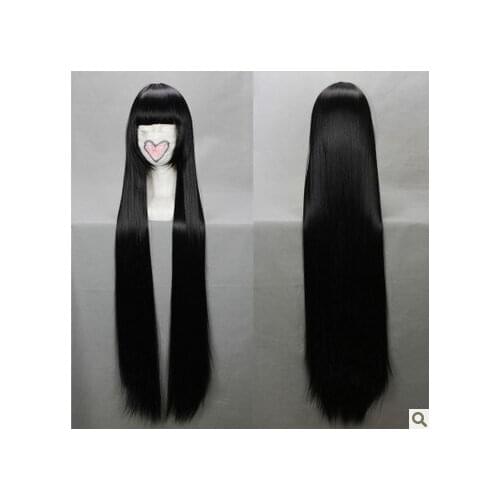 80CM Long Straight Cosplay Shakugan No Anime Black Synthetic Hair Party Womens Lolita Hair Party Headwear Accessories
