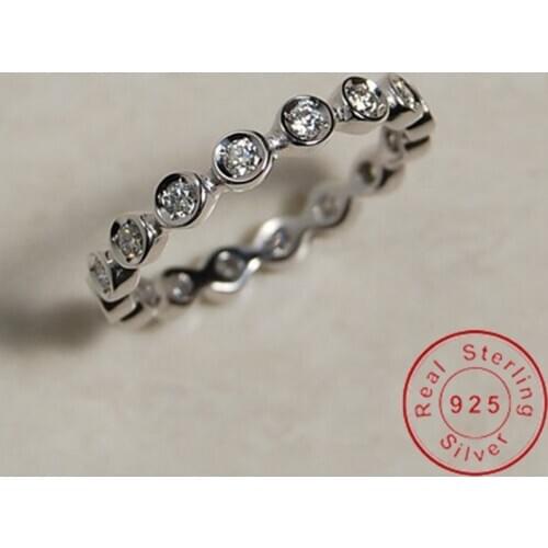 100% Original 925 sterling silver Eternity Diamond cz Ring Engagement Wedding band Rings for Women Bridal Charm Party Jewelry