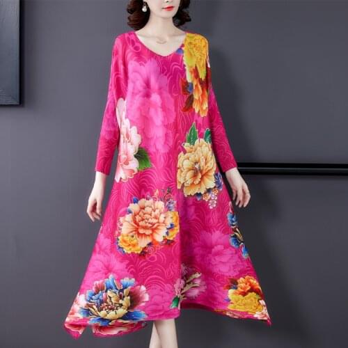 Loose 5XL Plus Size Red Floral Corduroy Midi Dress Spring Autumn Casual Print Maxi Vestidos Women Elegant Bodycon Party Dresses