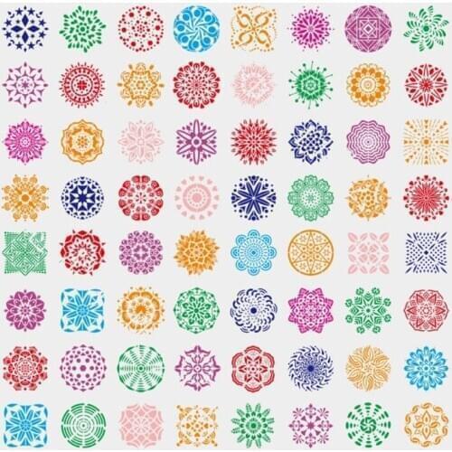 1 Set 64 Styles Mandala Dot Painting Templates Stencils for DIY Rock Scrapbook Coloring Embossing Album Decorative