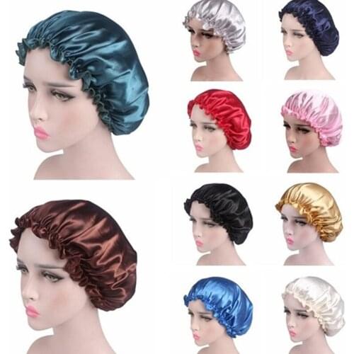 1Pcs Satin Lace Sleeping Hat Night Sleep Cap Hair Care Satin Bonnet Caps Nightcap For Women Soft Silk Hair Bonnet with Wide Band