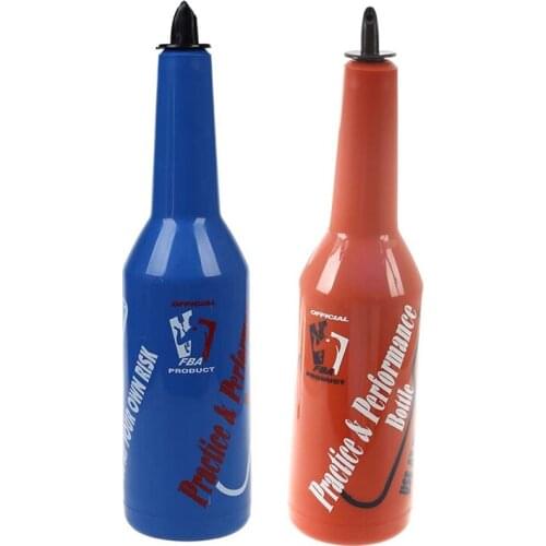 2Pcs Flair Bartender Bartending Practice Bar Pub Bottle Wine Cocktail Shaker - Red & Blue