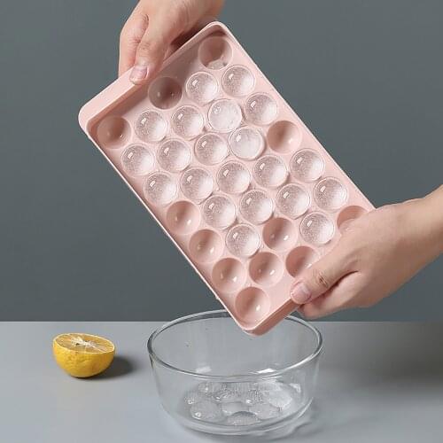 2PC Creative 33 Grids Round Ice Mold Tray Silicone Ice Ball Maker With Cover DIY Ice Cube Maker Ice Tray Bar Kitchen Accessories