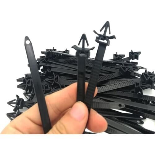 50pcs/lot Car Loom Fastener Mount Clip Releasable Tie Wrap Cable Fastening Zip Strap