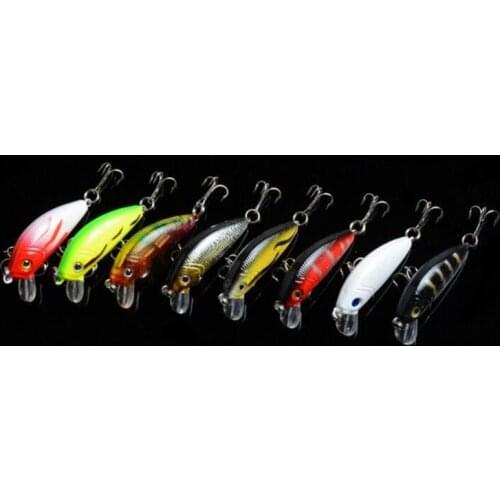 8 Pieces Minnow Hard Fish Bait 5cm 3.6g 2 Treble Hook Plastic Lure Vibrating Swimbait Crankbait Fishing Tackle