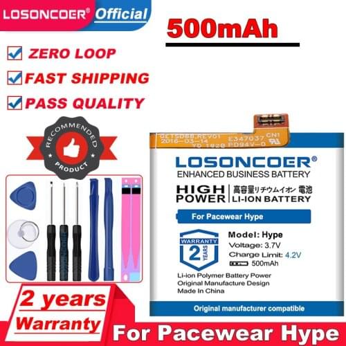LOSONCOER 500mAh Hype Replacement Batteries For Pacewear Hype Smart Sports Watch Battery
