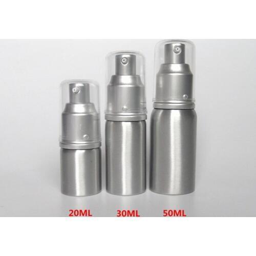 20/30/50ml Aluminium Emulsion Bottle pump Refillable Empty Pump lotion Bottles For Cosmetic Packaging F051