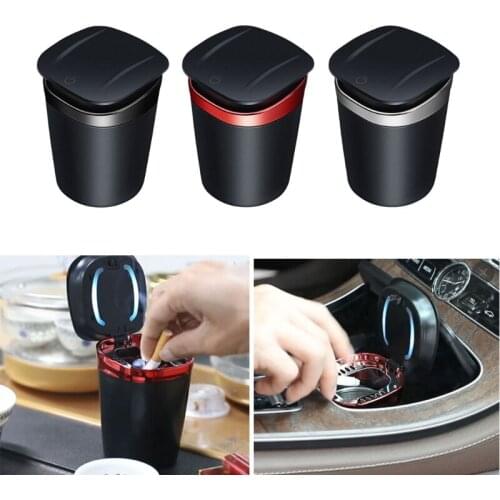 Car LED Ashtray with Detachable Lid Creative Portable Ashtrays with LED Light Decorative， Coin Storage Cup Container