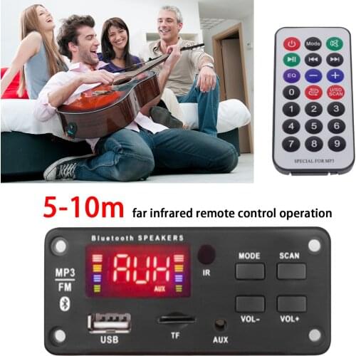 Wireless Bluetooth 5.0 MP3 WMA Decoder Board Audio Module Support USB TF AUX FM Audio Radio Module MP3 Player With Remote