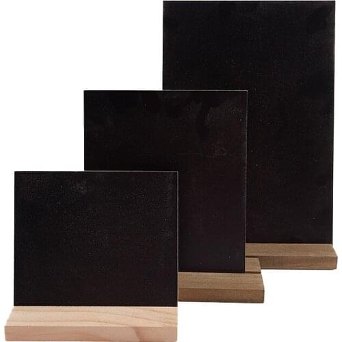 Message Board Display Sign Wooden Base Price Tag Black Chalkboards Memo Bar