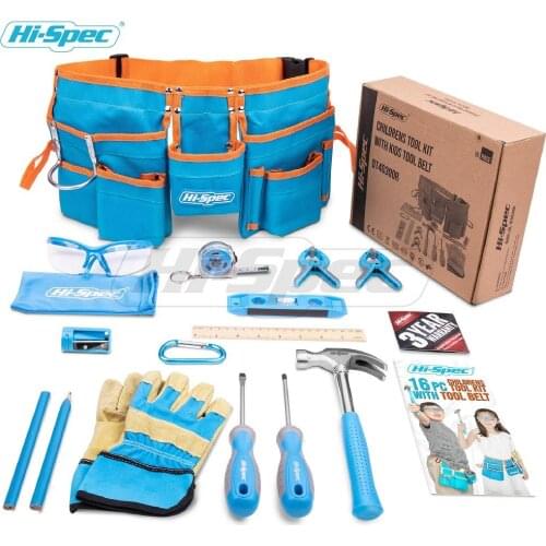 Hi-Spec My First Tool Set Real Children Kids Tool Kit Belt Waist Small Size DIY Hand Tool Set Toy Gift Tools for Kids Boys Girls
