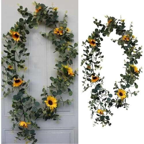 Artificial Summer Wreath Eucalyptus Leaf Garland Front Door Decor