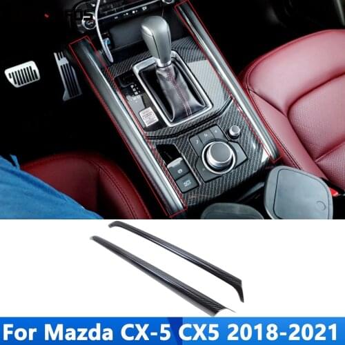 For Mazda CX-5 CX5 2018 2019 2020 Carbon Fiber Gear Shift Box Cover Molding Trim Decoration Strip Inside Accessories Car Styling