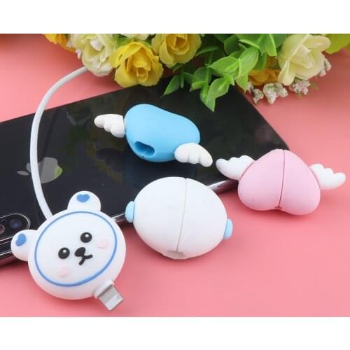 Data Line Cable Protector Cute Love Wings Cable Protector Cable Bite Winder Usb Cable Organizer Wire Cable Cord Protector kawaii