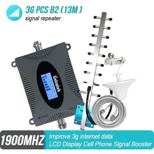 MINI 3G UMTS 1900 MHz Signal Booster PCS 1900 Band 2 Repetidor LCD Display Celular Phone Amplifier Yagi 3G Antenna+13m RG6 Set#5
