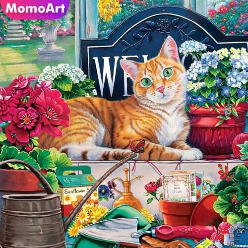 MomoArt Diamond Painting Cat Cross Stitch Kits Diamond Embroidery Animal New Arrival Mosaic Full Drill Square Handmade Hobby