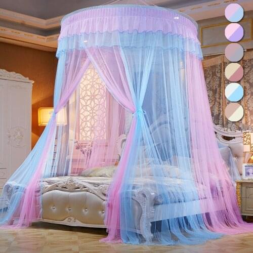 Ceiling-Mounted Mosquito Net Free Installation Dome Foldable Bed Canopy with Hook Princess Tent Bed Curtain Twin Full Queen King