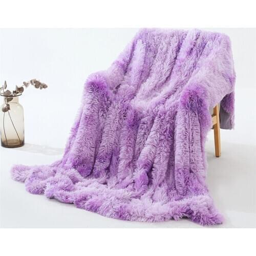 Soft and fluffy plush hug blanket crystal fleece blanket warm artificial fur blanket suitable for bed sofa home decoration