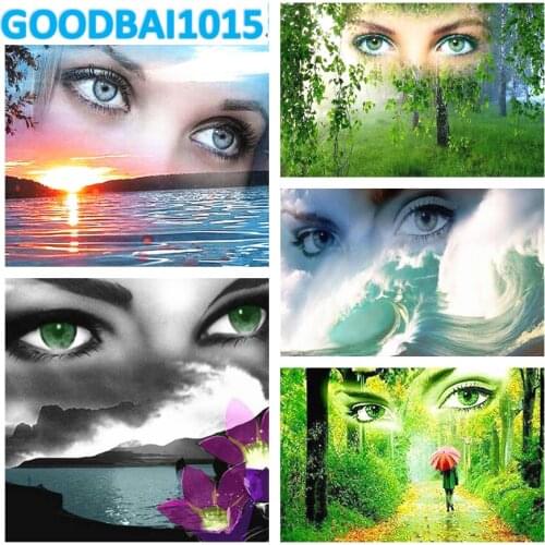 DIY 5D Mosaic Diamond Painting "Eye Woman Sea Scenery" Diamond Embroidery Full Square/Round Drill Cross Stitch Kits Wall Decor