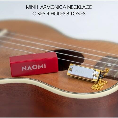 NAOMI Harmonica Necklace Mini Musical Harmonicas of C Key 4 Holes 8 Tones Music Instrument for Children Beginners 5PCS