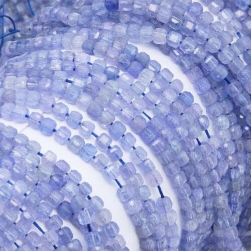 Natural Clean Quality Tanzanite Edge Faceted Cube Beads 3mm