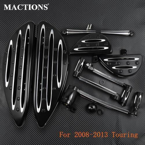 Motorcycle F&R Stretched Passenger Driver Floorboards Shift Lever Shifter Pegs+Shifter Linkage Set For Harley Touring 08-13 FLT