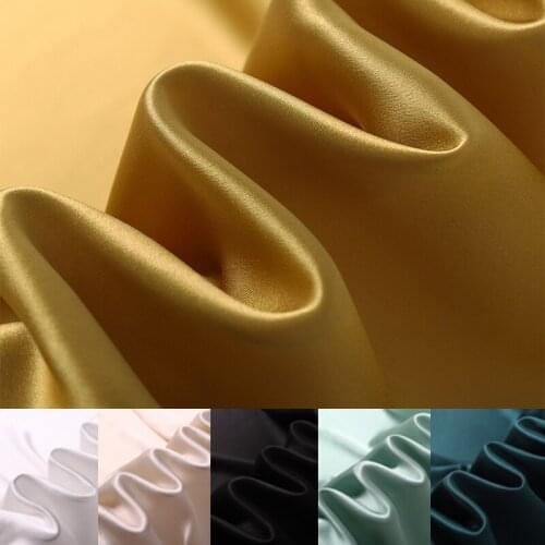 5Meters Long 140CM Wide 22MM Heavy Dyed Solid Color Silk Crepe Satin Plain Fabric for Dress Shirt Clothes Cheongsam Y008