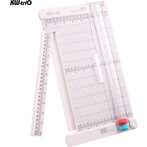 KW-trio Portable Paper Cutter 12.6 Inch Cutting Desktop Craft Paper Trimmer with Straight Edge Fold Line Cutter Side Ruler