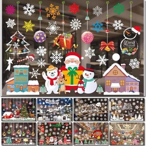 Merry Christmas Stickers Window Stickers Beautify Snowflake Wall Decals New Year Party Glass Stickers For Home New Year Navidad