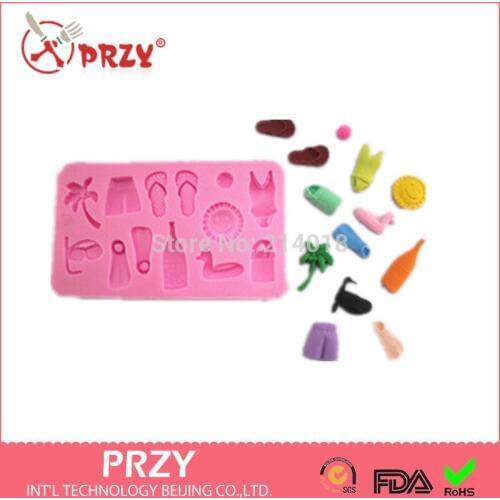 Sandals underwear coconut trees shaped silicon fondant Cake decoration mold fondant mold chocolate mold wholesale