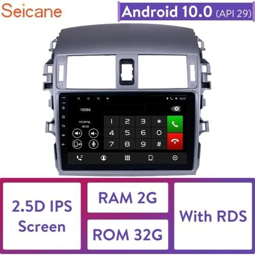 Seicane 2 DIN 9" Android 10.0 Car Radio Bluetooth GPS Navigation for 2007 2008 2009 2010 Toyota OLD Corolla Support WIFI DAB