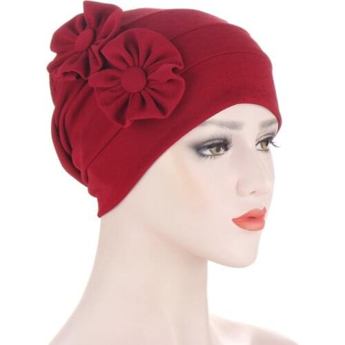 New Side Handmade Flower Fashion Headscarf Cap Multicolor Cotton Hemp Cover Cap Two Flower Cap Indian Hat Muslim cap