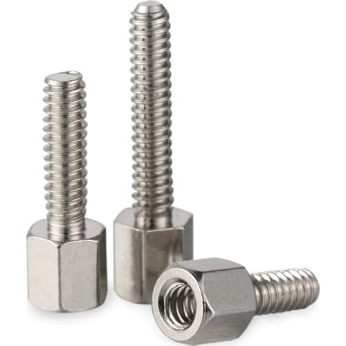 Hex Male Female Brass Standoff Board Nickel Plated Hexagon Thread PCB Motherboard Standoff Bolt #4-40x5+5/6/7/8/10/12/16mm