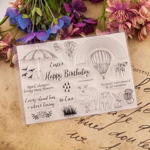 Rainbow Lamb Hot Air Balloon Clear Stamp Or stamp for DIY Scrapbooking/Card Making/Kids Fun Decoration Supplies A2153