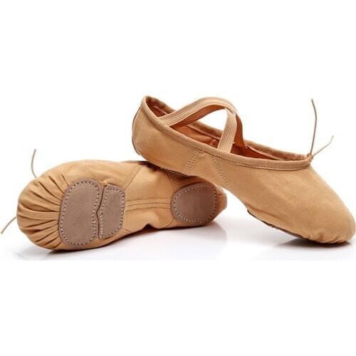 USHINE Three Sole Wear-Resistant Non-slip Elastic Canvas Body Fitness Yoga scarpe da ballo donna Ballet Dance Shoes Woman