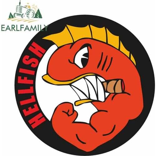 EARLFAMILY 13cm x 12.9cm For Hellfish Logo Vinyl Car Sticker Graffiti Decal Trunk Motorcycle Windshield Decoration