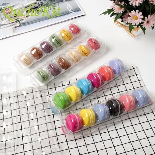20pcs Clear PVC Plastic Macaron Box Cupcake Stand Dessert Macarons Display Tray Wedding Decoration for 6 Macarons Party Supplies