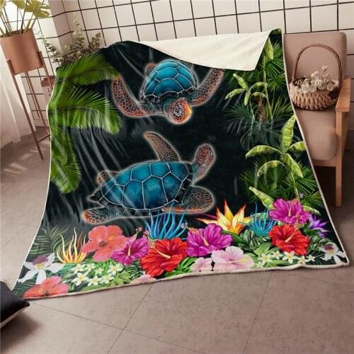 Premium Two Turtles 3D All Over Printed Blanket Adults/kids Fleece Blanket Sherpa Blanket