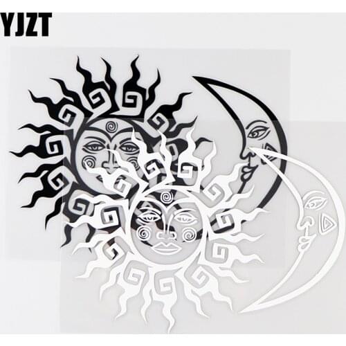YJZT 15.8X11.7CM Dream Car Stickers Decoration Art Vinyl Decals Funny Sun And Moon Black / Silver 10A-0125