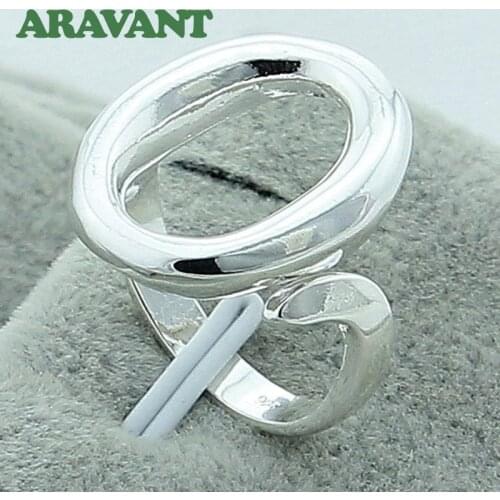 925 Silver O Shape Open Rings For Women Wedding Engagement Jewelry