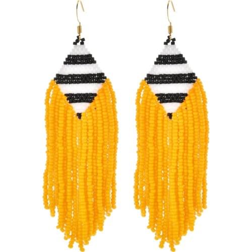 ZMZY Long Tassel Earring Geometric Boho Jewelry Turkish Evil Eye Design Statement Drop Earrings Stainless Steel Women Vintage