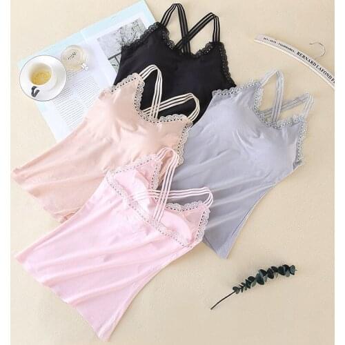 Women 2020 New Spring Summer Sexy Tops Cotton Female Sleeveless Lace Straps Tank Top Solid Fitness Lady Casual Tops Y680