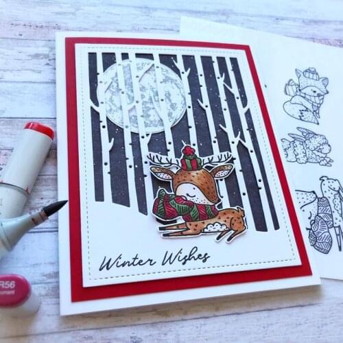 Winter Wishes Stamp And Die Set 2021 For Embossing Scrapbooking Stencil Craft Deer In Winter Die And Stamp
