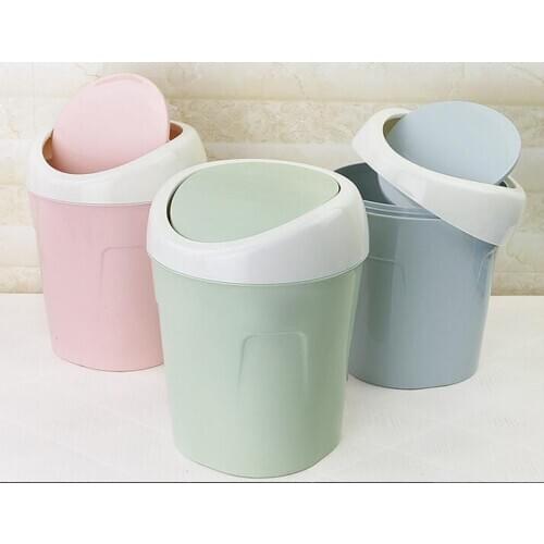 1PC Desktop Waste Bins Trumpet Desktops Mini Creative Covered Kitchen Living Room Trash Can Rolling Cover Type Dustbins LF 255