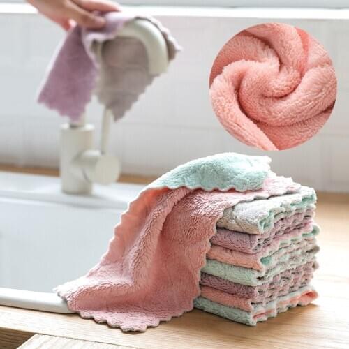 1pc Rag Cleaning Cloth Super Absorbent Microfiber Kitchen Dish Washing Dishcloth Double Side Tableware Household Cleaning Towel